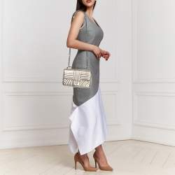 Pre Owned Prada Light Gold Diagramme Leather Medium Shoulder Bag