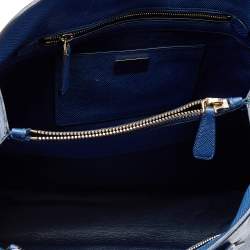 Pre Owned Prada Blue Saffiano Cuir Leather Open Promenade Tote