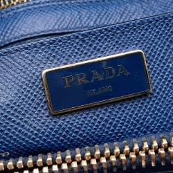 Pre Owned Prada Blue Saffiano Cuir Leather Open Promenade Tote