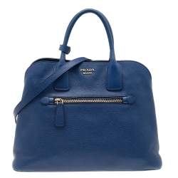 Pre Owned Prada Blue Saffiano Cuir Leather Open Promenade Tote