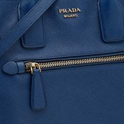Pre Owned Prada Blue Saffiano Cuir Leather Open Promenade Tote
