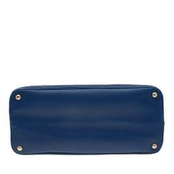 Pre Owned Prada Blue Saffiano Cuir Leather Open Promenade Tote