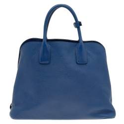 Pre Owned Prada Blue Saffiano Cuir Leather Open Promenade Tote