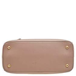 Pre Owned Prada Beige Saffiano Leather Medium Galleria Double Zip Tote