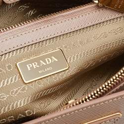 Pre Owned Prada Beige Saffiano Leather Medium Galleria Double Zip Tote