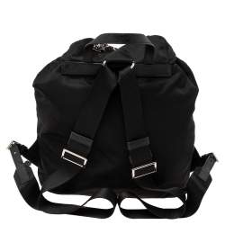 Pre Owned Prada Black Nylon Lightening Bolt Crystals Embellished Backpack