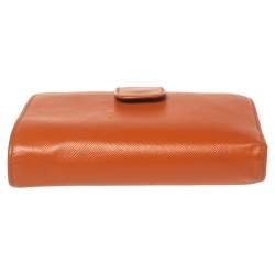 Pre Owned Prada Orange Saffiano Lux Leather French Flap Wallet