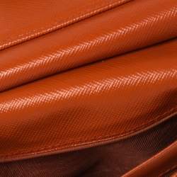 Pre Owned Prada Orange Saffiano Lux Leather French Flap Wallet