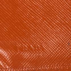 Pre Owned Prada Orange Saffiano Lux Leather French Flap Wallet