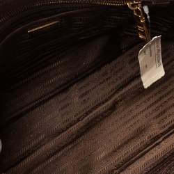 Pre Owned Prada Dark Brown Saffiano Leather Medium Galleria Double Zip Tote