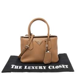 Pre Owned Prada Brown Saffiano Lux Leather Twin Tote