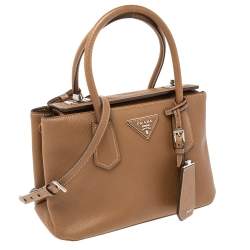 Pre Owned Prada Brown Saffiano Lux Leather Twin Tote