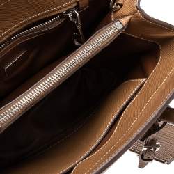 Pre Owned Prada Brown Saffiano Lux Leather Twin Tote