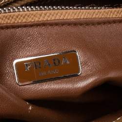 Pre Owned Prada Brown Saffiano Lux Leather Twin Tote