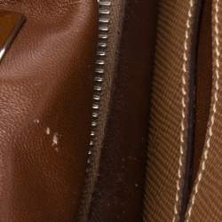 Pre Owned Prada Brown Saffiano Lux Leather Twin Tote