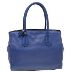 Pre Owned Prada Blue Vitello Grain Leather Tote