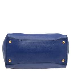 Pre Owned Prada Blue Vitello Grain Leather Tote