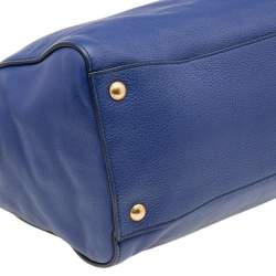 Pre Owned Prada Blue Vitello Grain Leather Tote