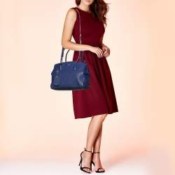 Pre Owned Prada Blue Vitello Grain Leather Tote