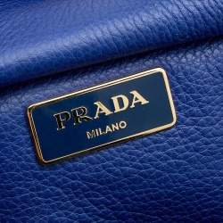 Pre Owned Prada Blue Vitello Grain Leather Tote