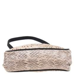 Pre Owned Prada Beige/Silver Python and Lizard Frame Clutch Bag