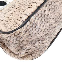 Pre Owned Prada Beige/Silver Python and Lizard Frame Clutch Bag
