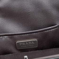 Pre Owned Prada Grey Satin Crystal Embellished Frame Top Handle Bag