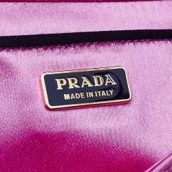 Pre Owned Prada Pink Satin Flap Clutch