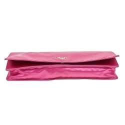 Pre Owned Prada Pink Satin Flap Clutch