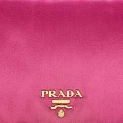 Pre Owned Prada Pink Satin Flap Clutch