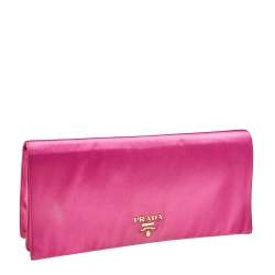 Pre Owned Prada Pink Satin Flap Clutch