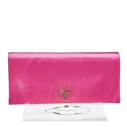 Pre Owned Prada Pink Satin Flap Clutch