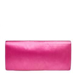 Pre Owned Prada Pink Satin Flap Clutch