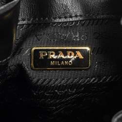 Pre Owned Prada Black Leather Duet Bucket Shoulder Bag 