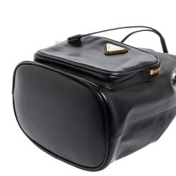 Pre Owned Prada Black Leather Duet Bucket Shoulder Bag 