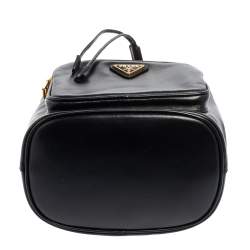 Pre Owned Prada Black Leather Duet Bucket Shoulder Bag 