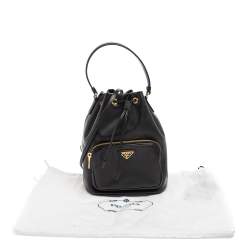 Pre Owned Prada Black Leather Duet Bucket Shoulder Bag 