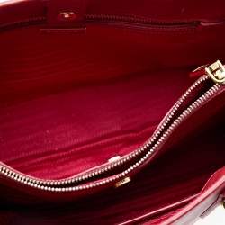 Pre Owned Prada Red Saffiano Lux Leather Small Tote