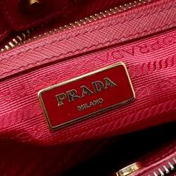 Pre Owned Prada Red Saffiano Lux Leather Small Tote