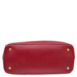 Pre Owned Prada Red Saffiano Lux Leather Small Tote