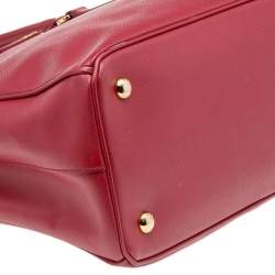 Pre Owned Prada Red Saffiano Lux Leather Small Tote