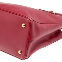 Pre Owned Prada Red Saffiano Lux Leather Small Tote