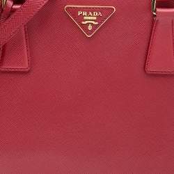 Pre Owned Prada Red Saffiano Lux Leather Small Tote