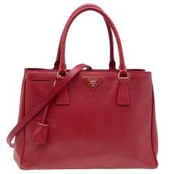Pre Owned Prada Red Saffiano Lux Leather Small Tote
