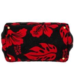 Pre Owned Prada Red/Black Hibiscus Print Canvas Canapa Tote