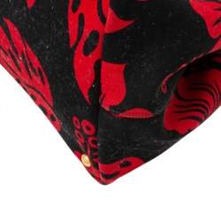 Pre Owned Prada Red/Black Hibiscus Print Canvas Canapa Tote