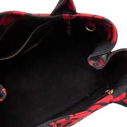 Pre Owned Prada Red/Black Hibiscus Print Canvas Canapa Tote
