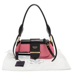 Prada Pink/Black Leather Sidonie Shoulder Bag