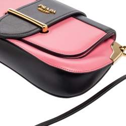 Prada Pink/Black Leather Sidonie Shoulder Bag