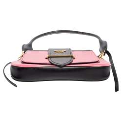 Prada Pink/Black Leather Sidonie Shoulder Bag